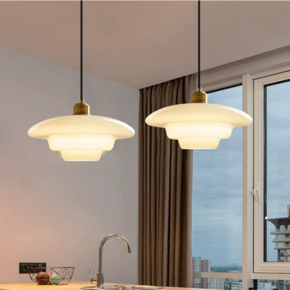 Lampe de plafond Art déco Laiton Verre D30 D28 D32 Or Design Vintage | Restfield