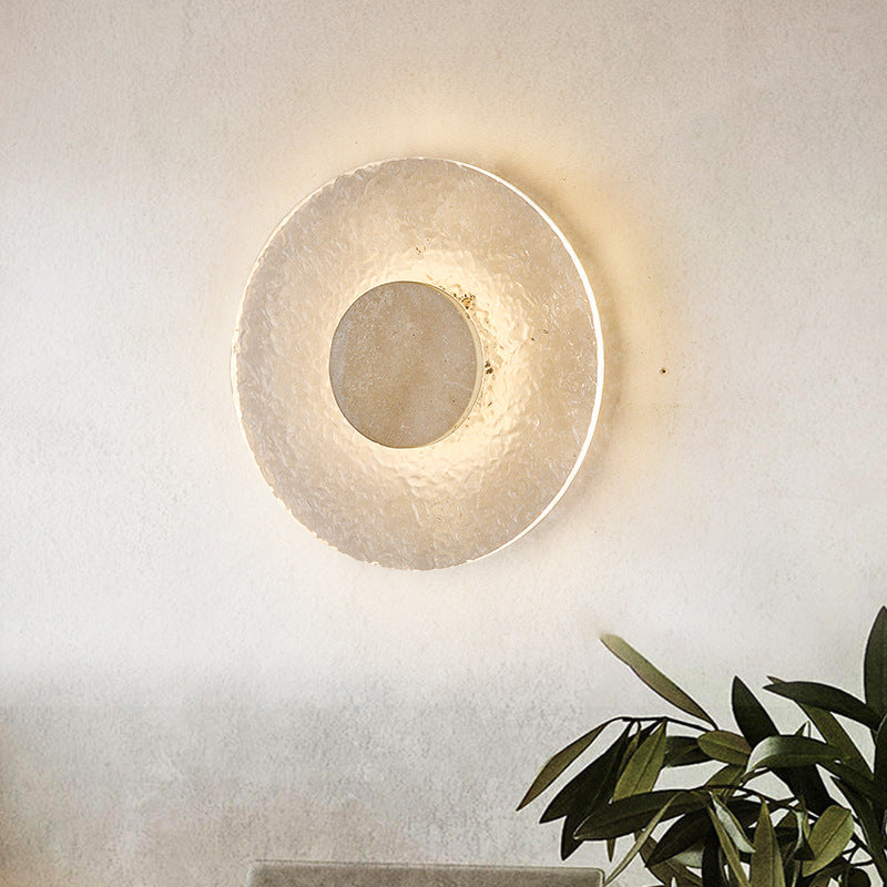 Wandlamp Travertijn Acryl Rond LED Minimalistisch Japandi Ø30 Slaapkamer Hal | Restfield