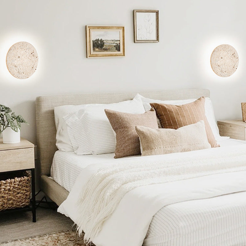 Wandlamp Travertin Rond LED Modern Natuursteen Ø23 Ø30 | Restfield