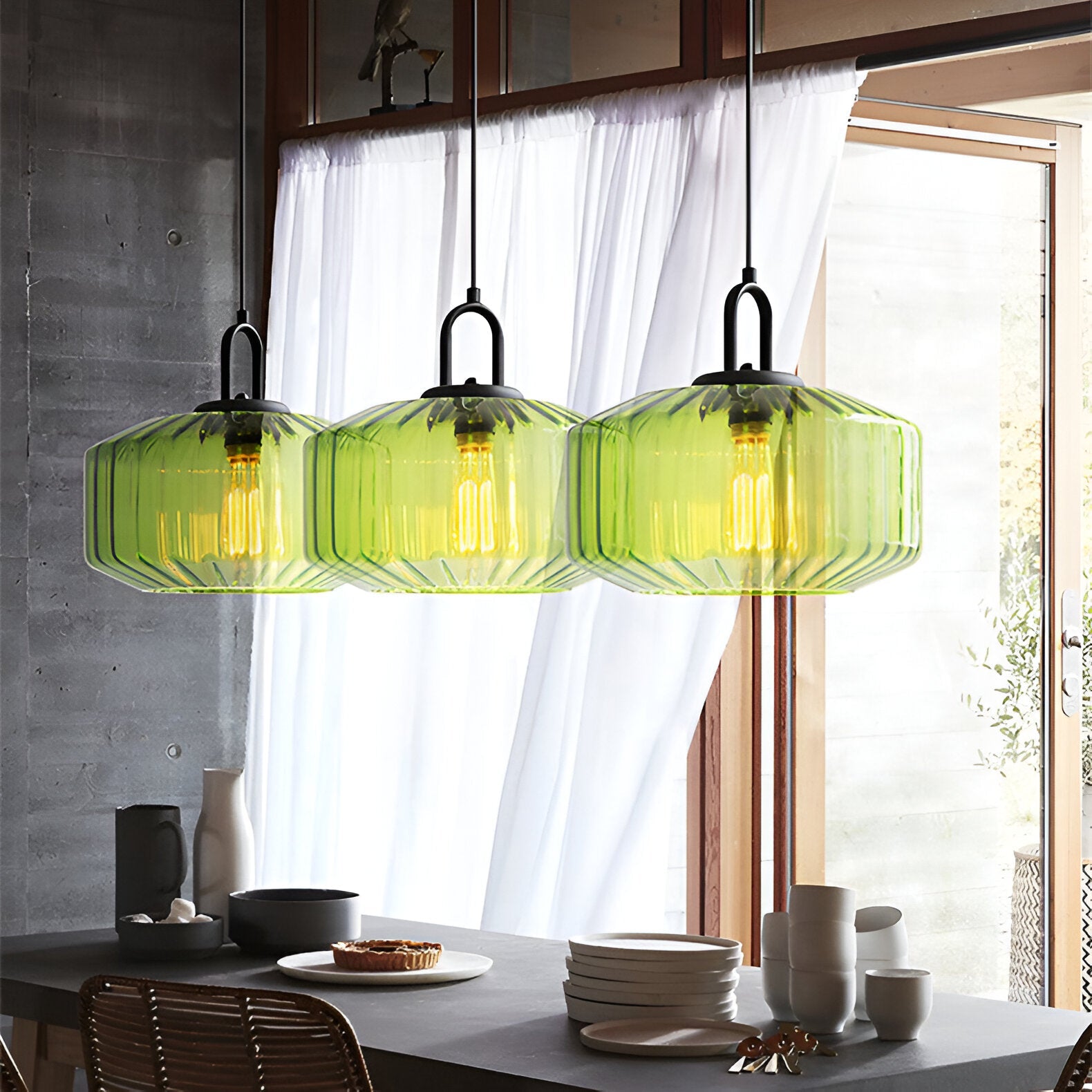 Hängelampe farbiges Glas Retro Nordic Ø28cm E27 3000K Küche | Restfield