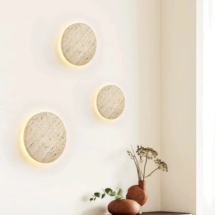 Wandlamp Travertin Rond LED Modern Natuursteen Ø23 Ø30 | Restfield